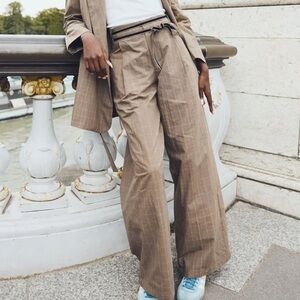 NWOT Willow Pant by EDDY Tan Pinstripe Wide Leg Pants. Size S